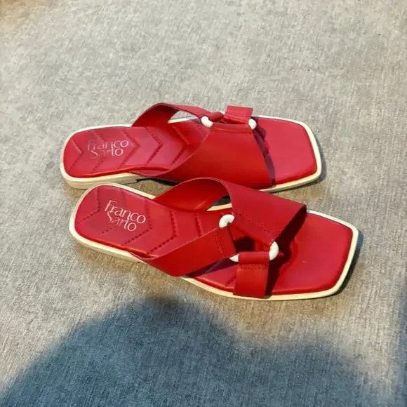 Franco Sarto Red Leather Sandals - Picture 1 of 4